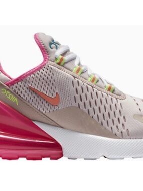 Nike Air Max 270 Lightweight Running Shoe - Pink/Beige size 9.5